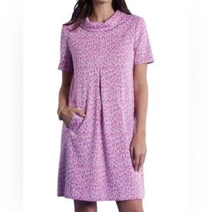 Tyler Böe Kristen Knit Dress XS Cheeky Pink Cheetah Mock Collar Shift